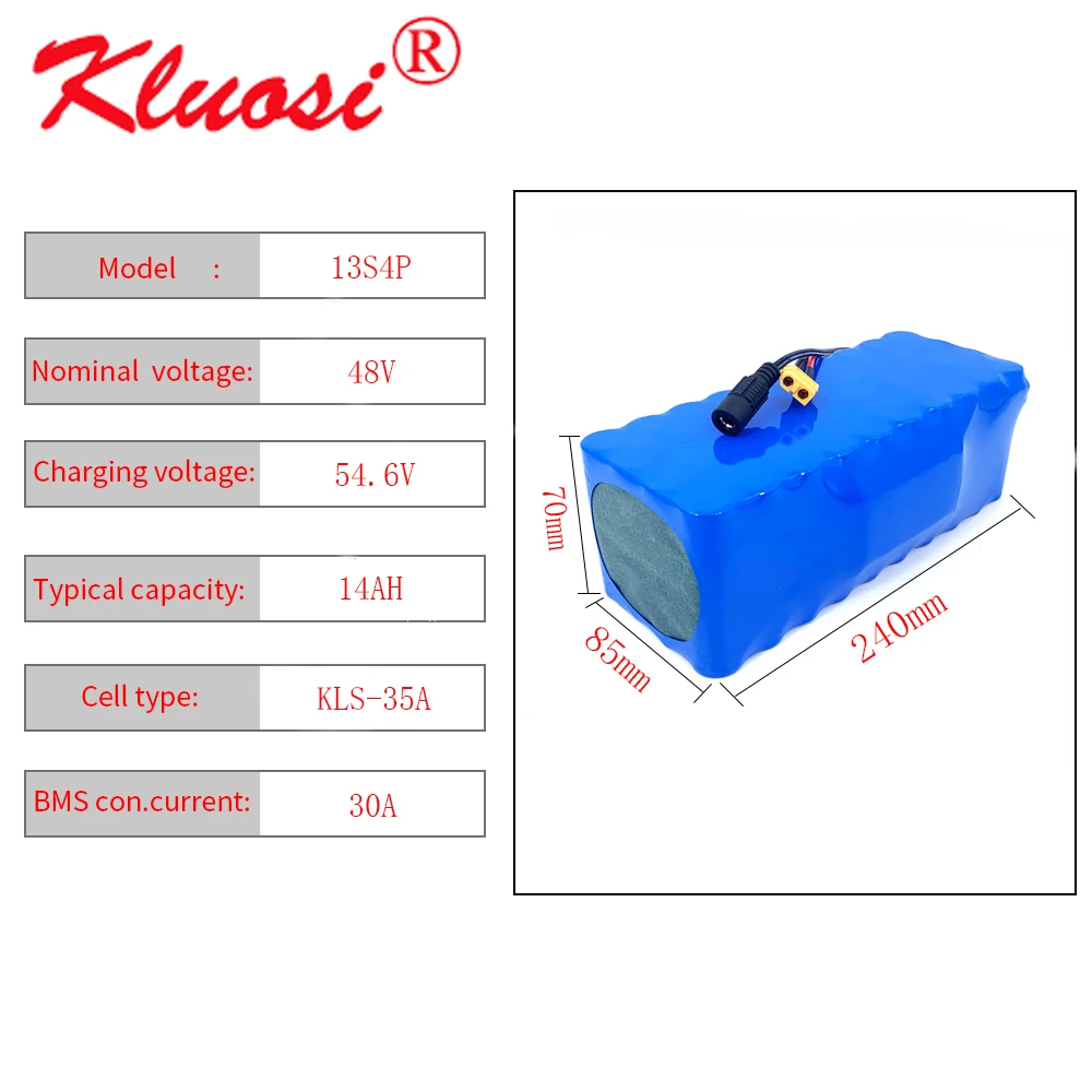 48V Батарея 14Ah 1200W 13S4P KLUOSI 54 6 V литиевая пакет для ручной Электрический миксер теста