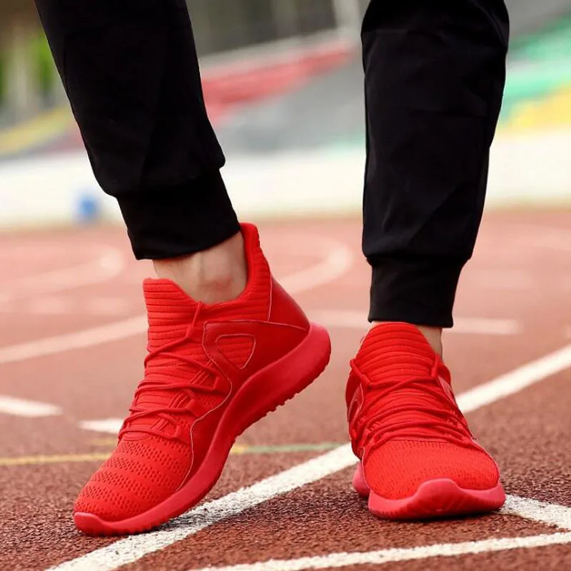 

Light Trainers Mens casual Sneakers Summer Breathable Men Red WHITE BLACK Mesh Sneakers Low lace up Shoes Male Outdoo uik9