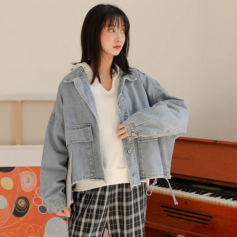 

JCHB 2021 Oversized Denim Jacket Women Korean Vintage Jean Jackets Spring Autumn Coat Female Casual Fashion Abrigo Mujer Pph363