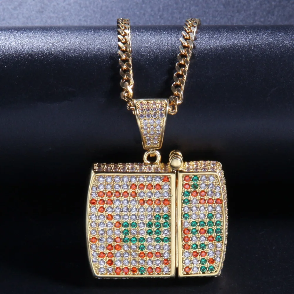 

Men Hip hop iced out bling Lighter shape pendant necklaces Pave setting zircon Fashion vintage pendants necklace Hiphop jewelry