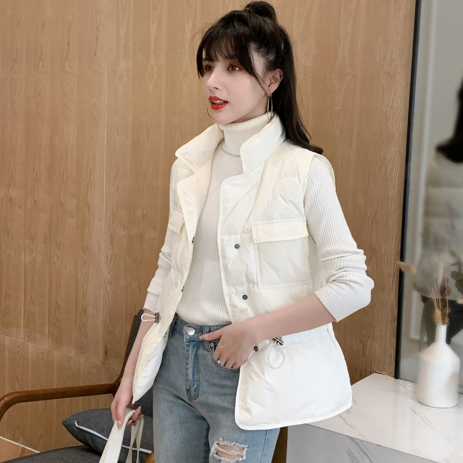 

Women Causal Down Vests Winter White Duck Sleeveless Jacket Warm Puffer Vest