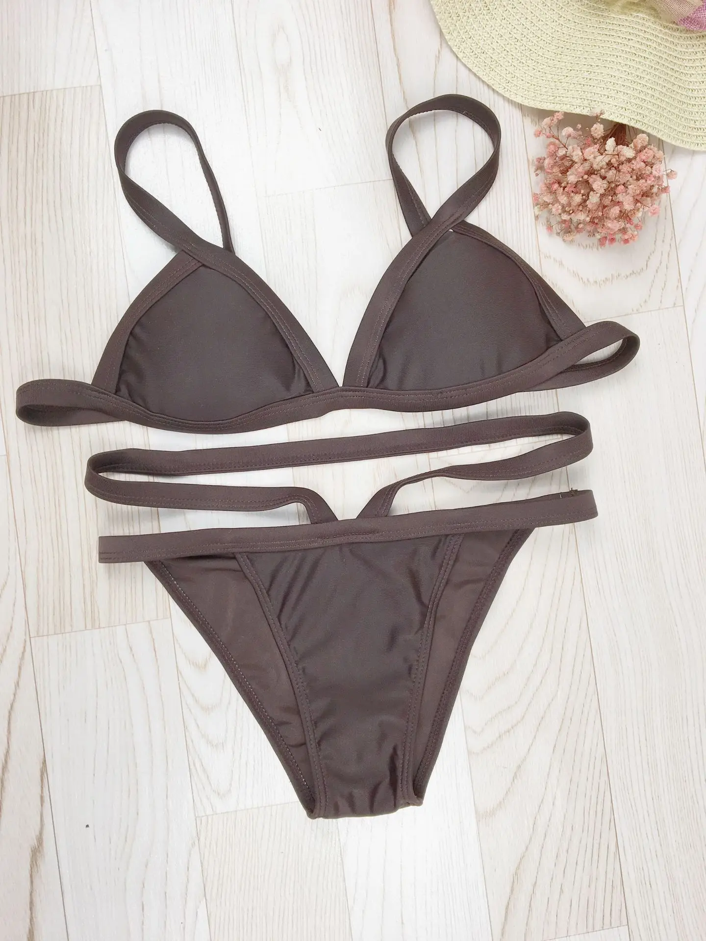 

Solid Sexy Bikini 2021 Summer Swimsuit Women Two Pieces High Waist Bikini Push Up Swimwear Swimsuits Halter Bathing Suit Women