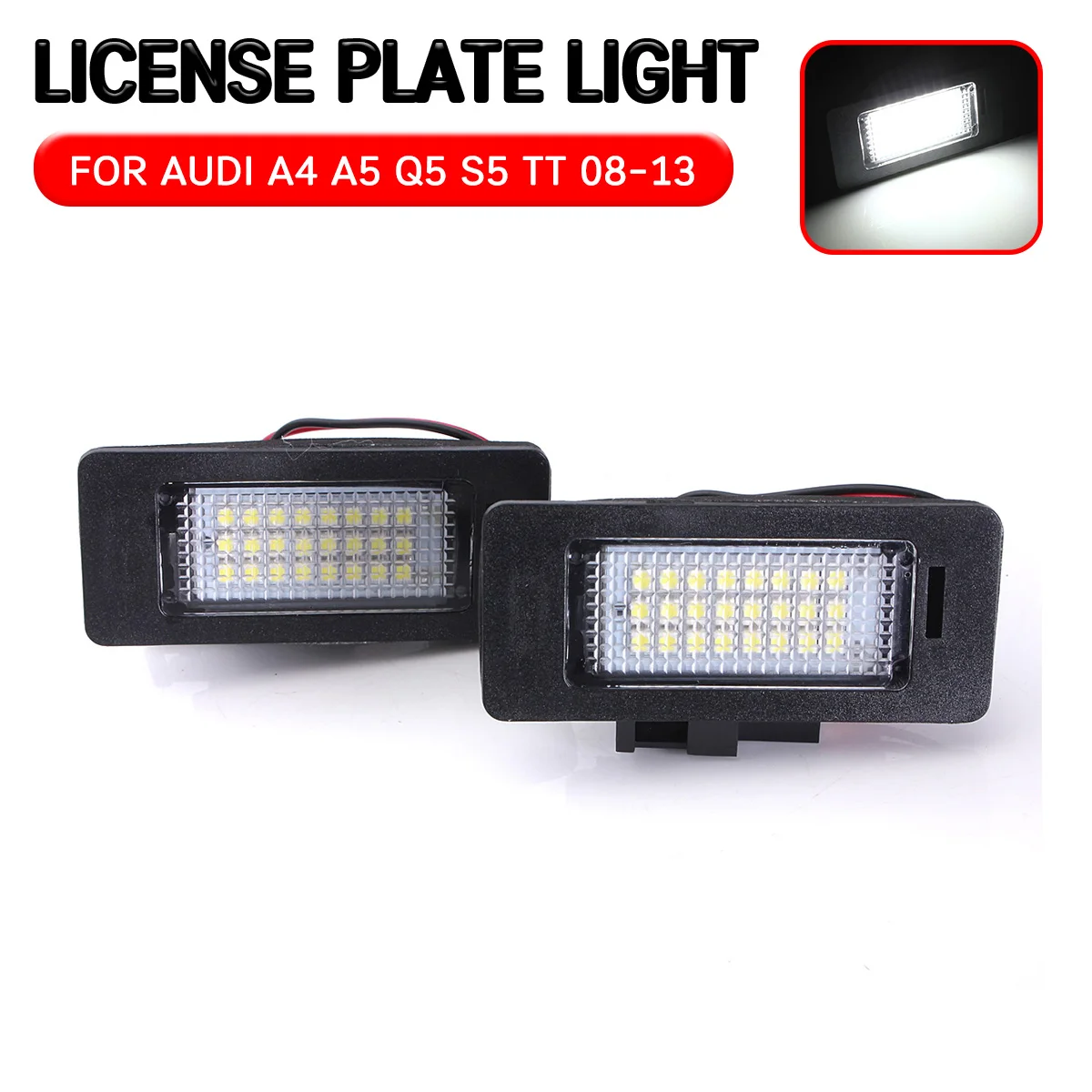 

2pc LED License Number Plate Light Lamp For Audi A4 B8 A5 Q5 S5 TT S4 A1 A6 S6 A7 S7 For VW Golf MK6 Jetta Passat Touran