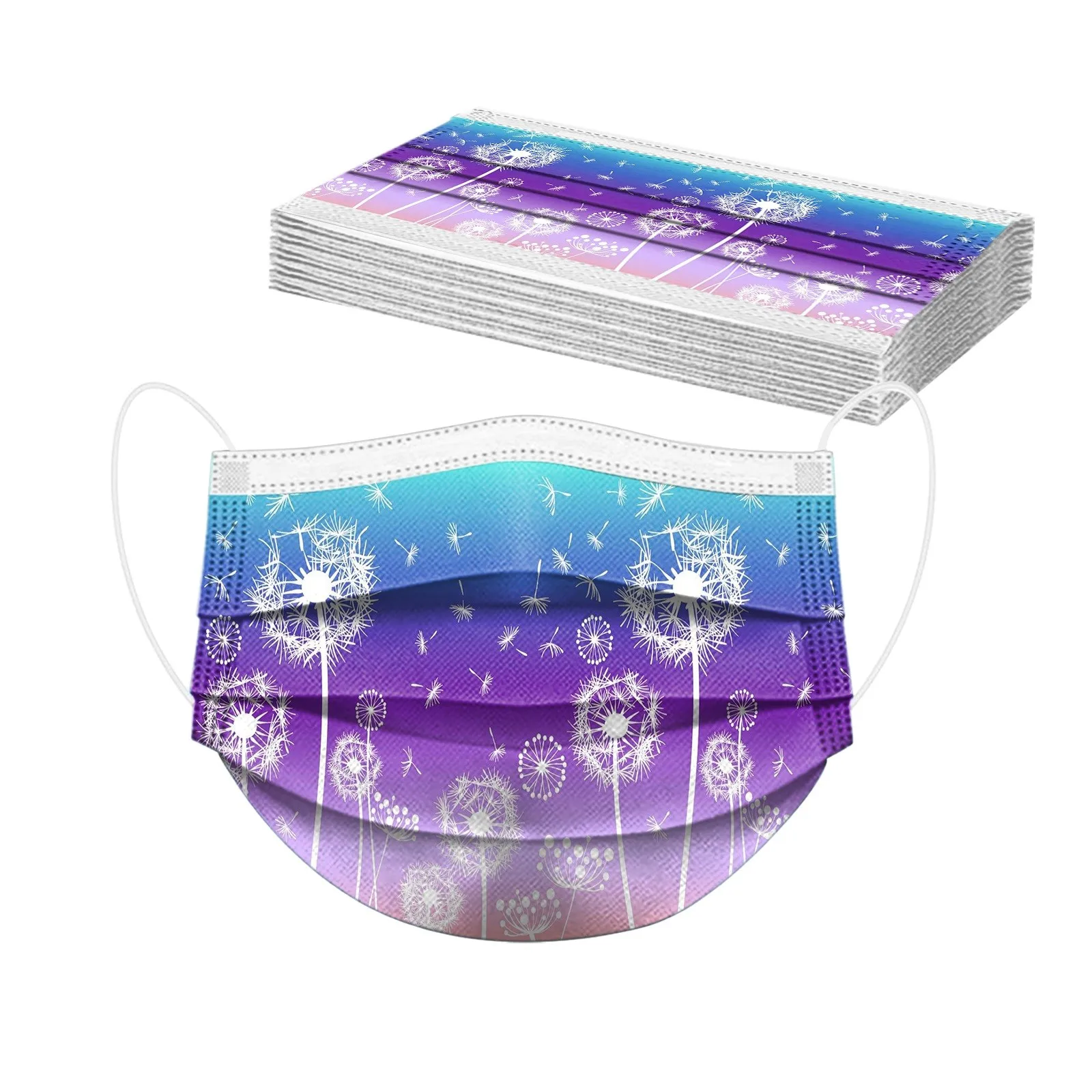 

50PCS Adults Beautiful Elegant Flower Prints Breathable 3 -Layer Disposable Mask Face Mask mouth male female protective masks