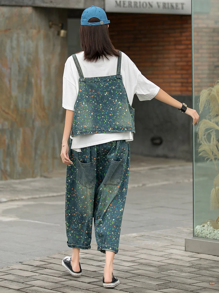 

LYUZHE Vintage Polka Dot Print Women Denim 3 Piece Set 2021 Summer White T-shirt Irregular Denim Vest Coat Cross-pants QDY274