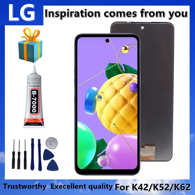 Для LG K42/K52/K62 ЖК-дисплей сенсорный экран дигитайзер панель в сборе с рамкой запасные части