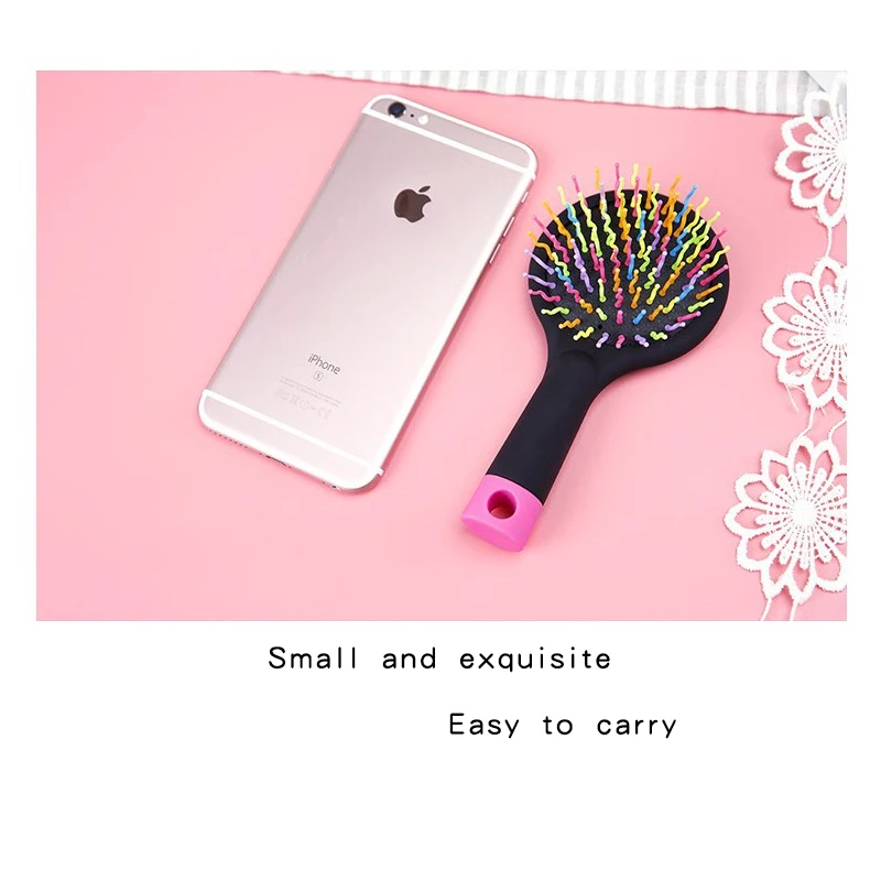 Красота Радуга объем Горячая Расческа Щетка с зеркалом Антистатический массаж