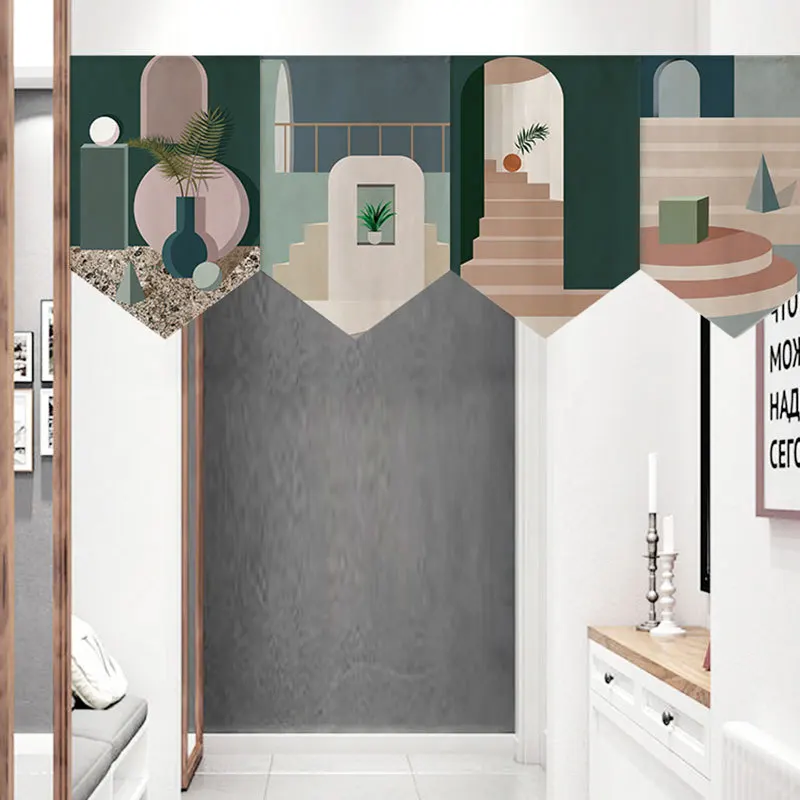 

Japanese Door Curtain Partition Short Hanging Curtain Sushi Shop Triangle Decor Linen Fabric Abstract Oil Painting Cloth Curtain
