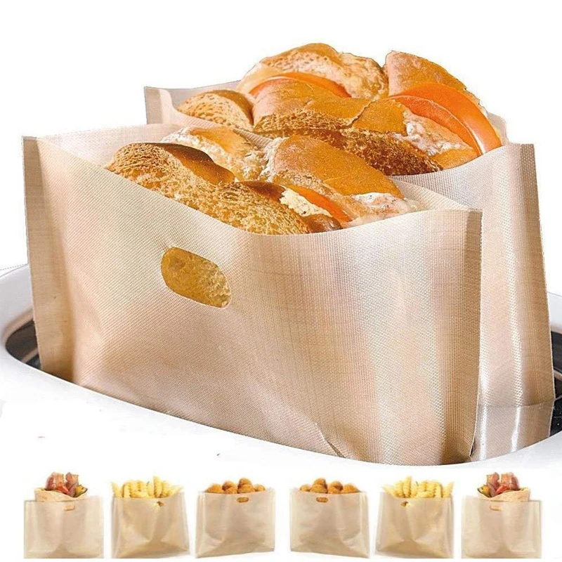 

Non Stick Toaster Bags Reusable Heat for Sandwiches Pastries Pizza Slices Chicken Fish Vegetables Panini Toast Cooking Bags