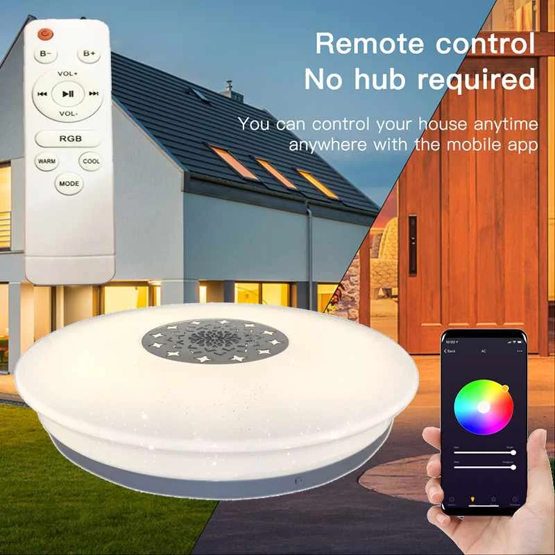 60 Вт музыкальный светодиодный потолочный светильник для дома смартфона