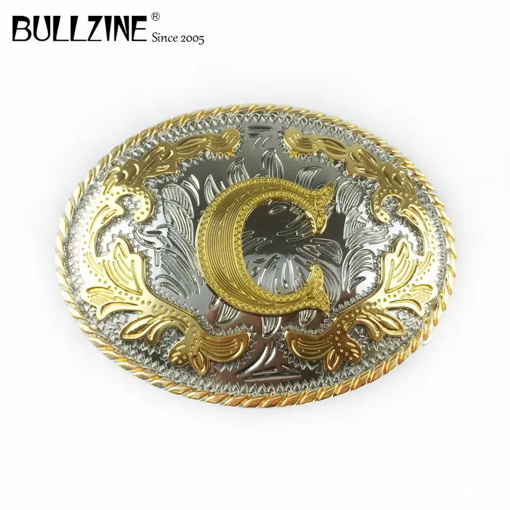 Bullzine цинковый сплав с цветами в западном стиле буквенным принтом С пряжка на