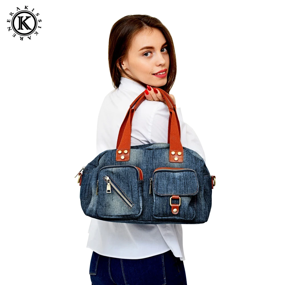 

Винтажные модные дамские сумочки, джинсовые женские сумки с верхней ручкой, женские вместительные прочные сумки-тоуты на плечо, женские ран...