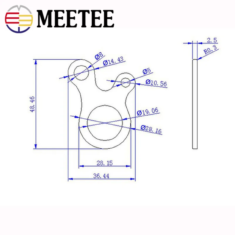 Meetee 5/10 шт. 3 отверстия веревочный узел Пряжка многоцелевой нержавеющий открытый