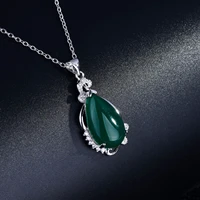 diwenfu natural emerald bizuteria real s925 sterling silver necklace pendant for women silver 925 jewelry turquoise gemstone