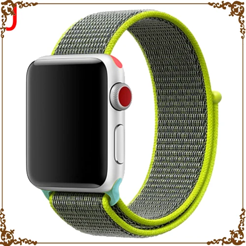 Shiny yellow Ремешок для Apple Watch, ремешок для Apple Watch 5, 4, 44, мм, 42 мм, iwatch band 3, 2, 5, 42 мм, 38 мм, Спортивная петля, correa, нейлоновый ремешок для часов - Цвет ремешка: Shiny yellow