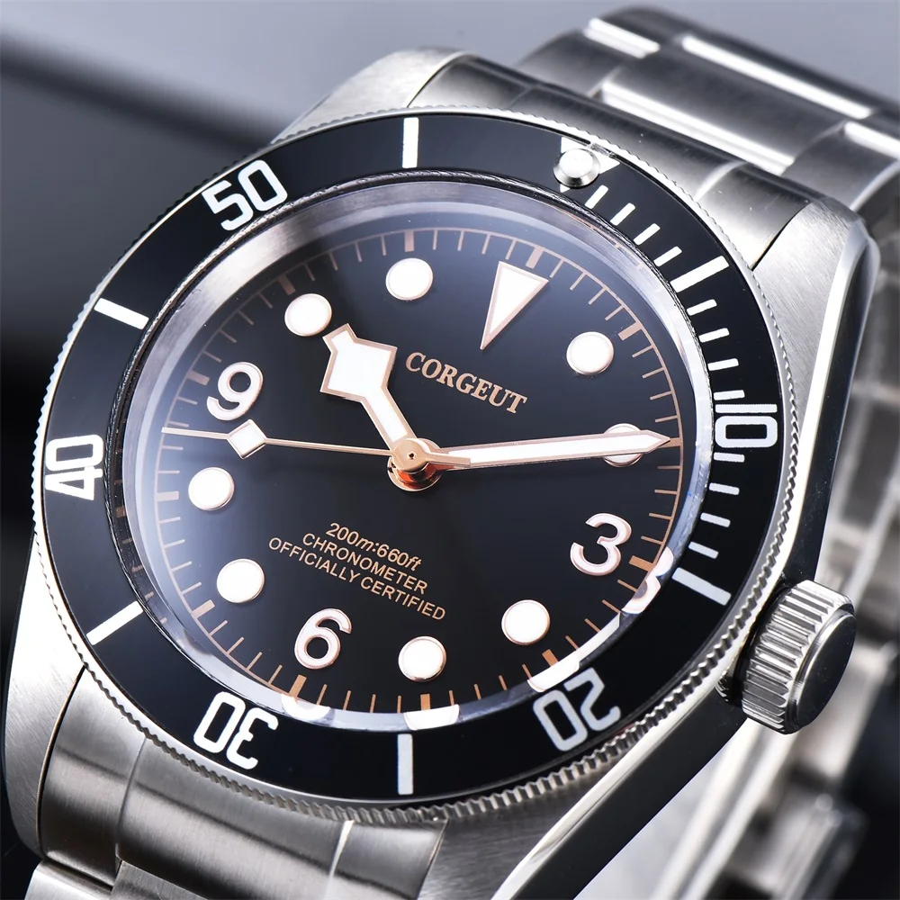 

Corgeut Mechanical Watch luminous Schwarz Bay Men Automatic Sport Swim Clock Luxury Brand male Mechanical Wrist Watches 2010D