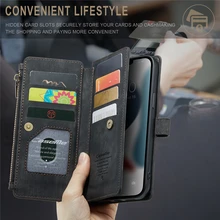 Wallet Flip Cover Card Slot Leather For iPhone 13 Pro Max Mini Case Magnetic Removable Shockproof Phone Case Luxury Coque Fundas