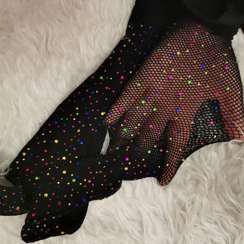 Женские пикантные сетчатые колготки со стразами блестящие для клуба и вечеринки