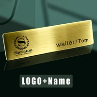 metal name plate custom engraved in black with your text brand logo title position badge needle