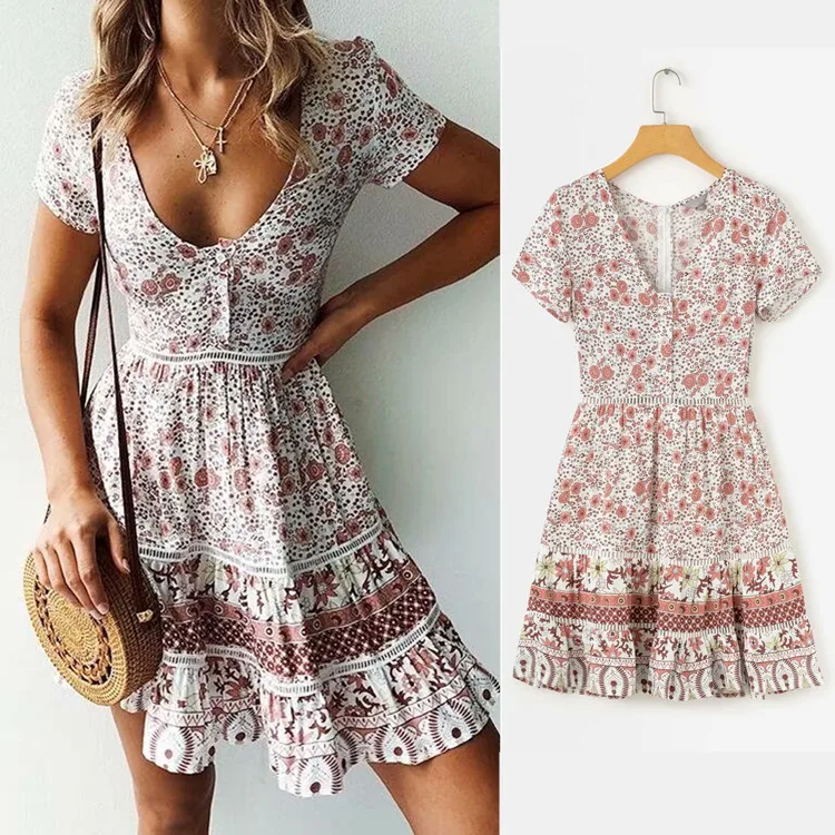 Новое летнее платье с принтом большим разрезом облегающее и длинное коротким