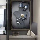 Абстрактная статуя картины на холсте Романтический влюбленный Сердце Металлические плакаты печатные настенные картины для гостиной настенный Декор квадраты