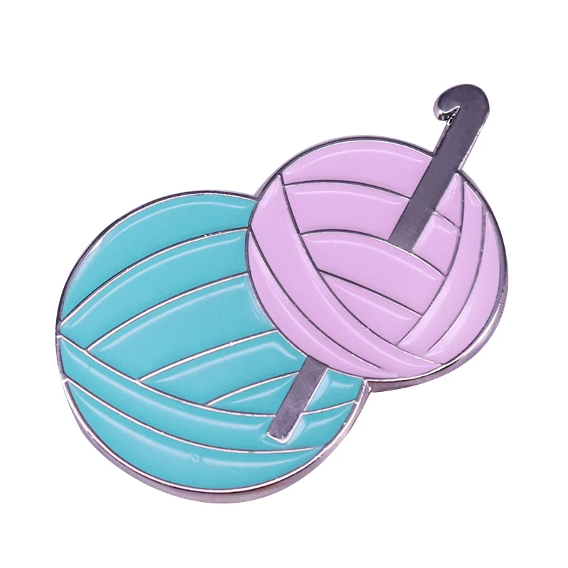 Вязаная крючком игла розовый зеленый Пряжа кластер Эмаль Булавка вязанная