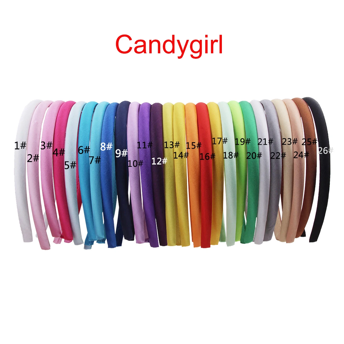 Candygirl 26 ярких цветов, однотонные атласные головные ободки повязки для женщин и девочек, ширина 10 мм, повязка для волос, аксессуары для волос, обруч для волос