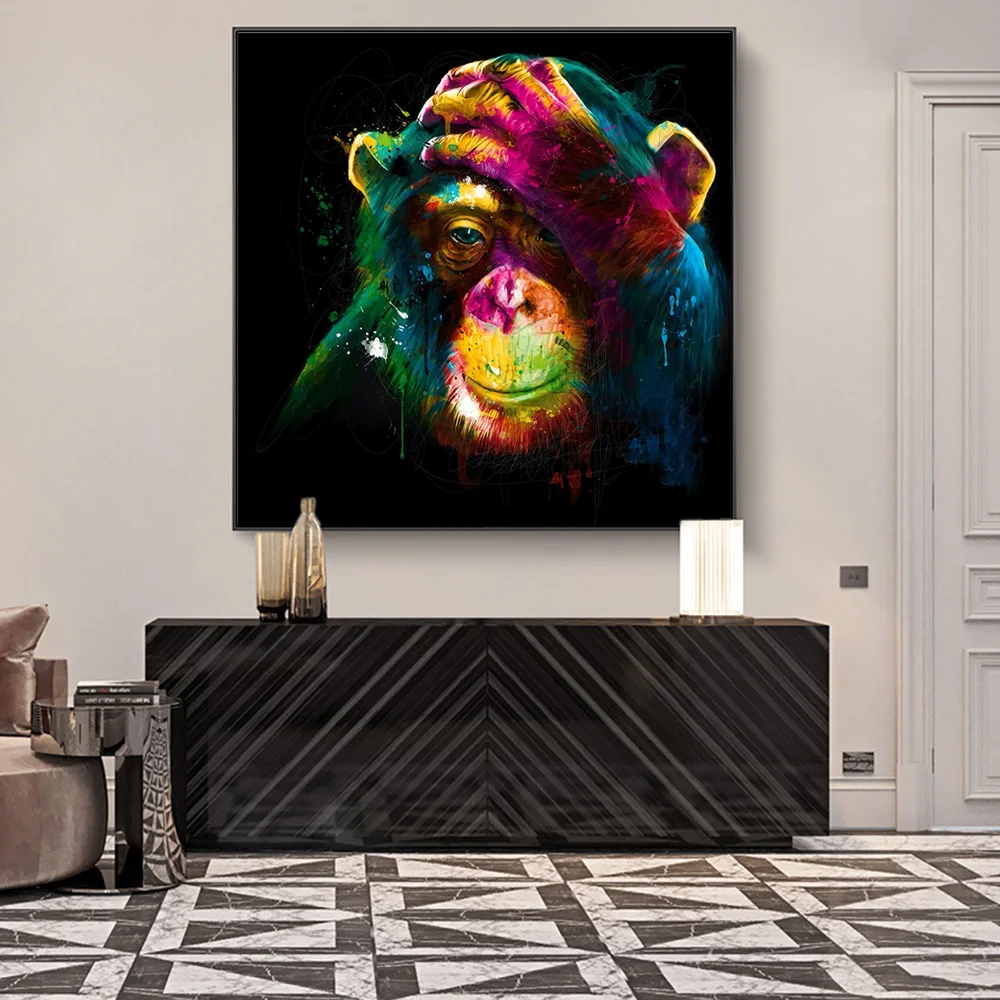 

Thinking Monkey Graffiti Art Canvas Paintings on the Wall Art Posters And Prints Nordic Animals Art Pictures Home Decor Cuadros