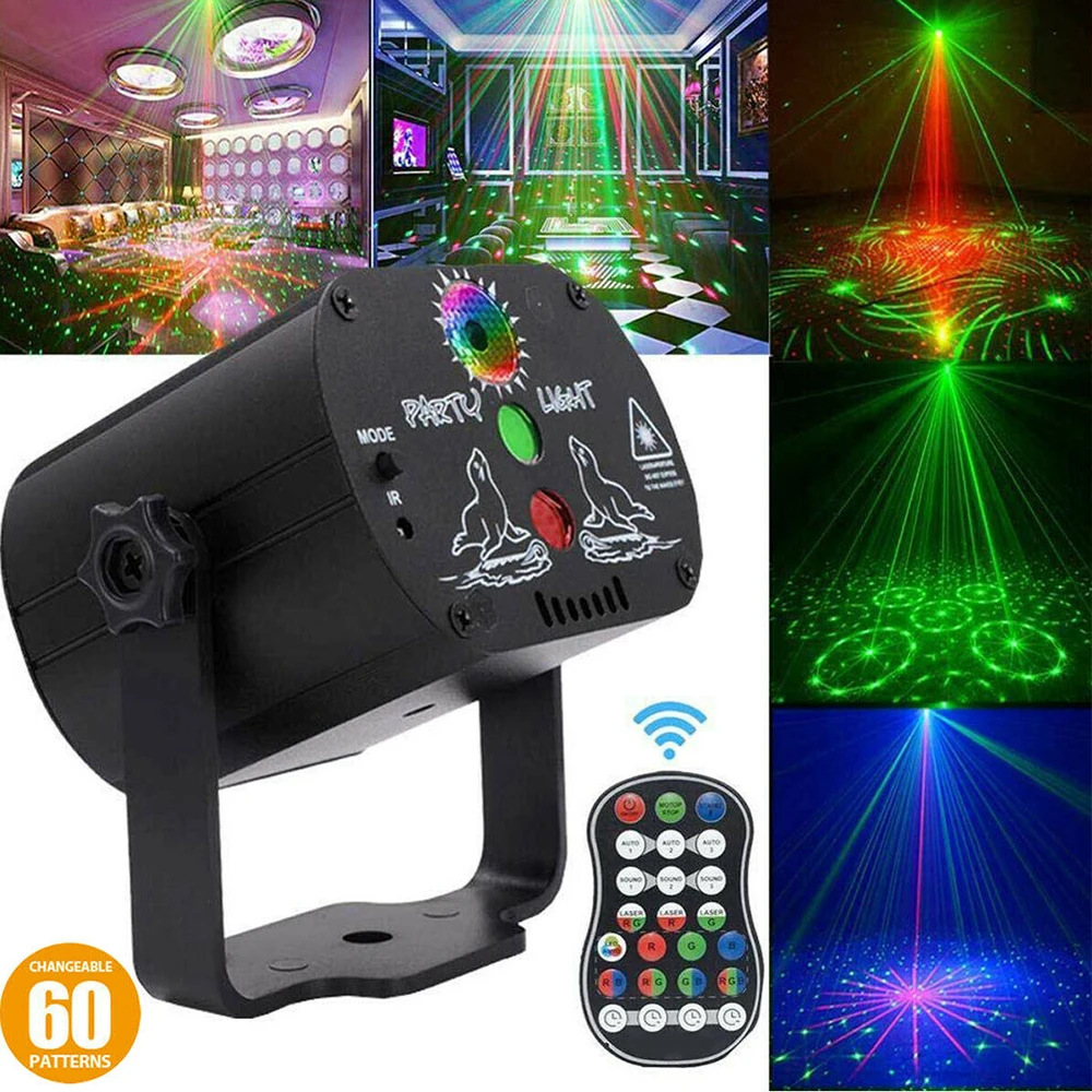 Миниатюрный RGB диско-светильник светодиодный лазерный сценический прожектор