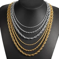 357mm stainless steel necklace twisted rope link chain gold silver color necklace for men women jewelry gifts lknm178