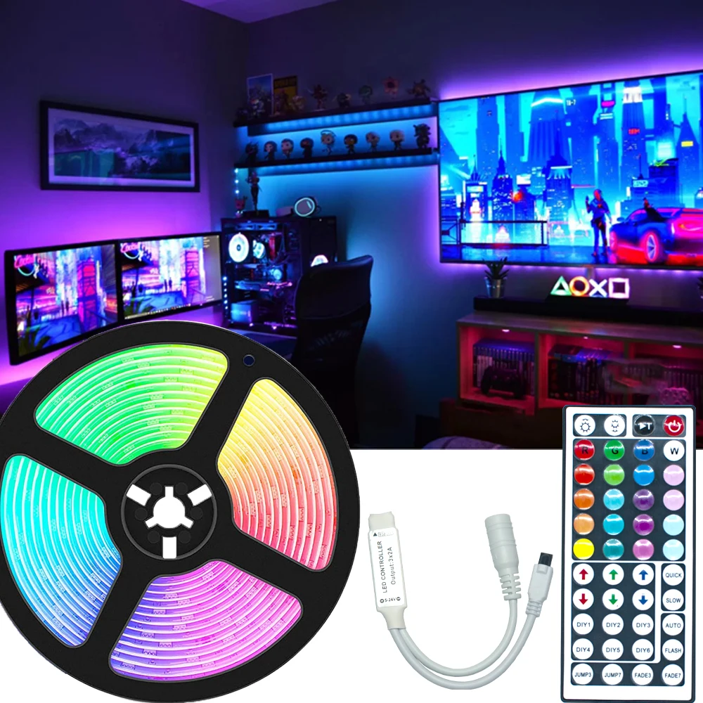 

RGB 5050 SMD 2835 Infrared Controller LED Strip Light luces LED Flexible Lamp Tape Ribbon With Diode DC12V 5M 10M 15M 20M 32.8ft