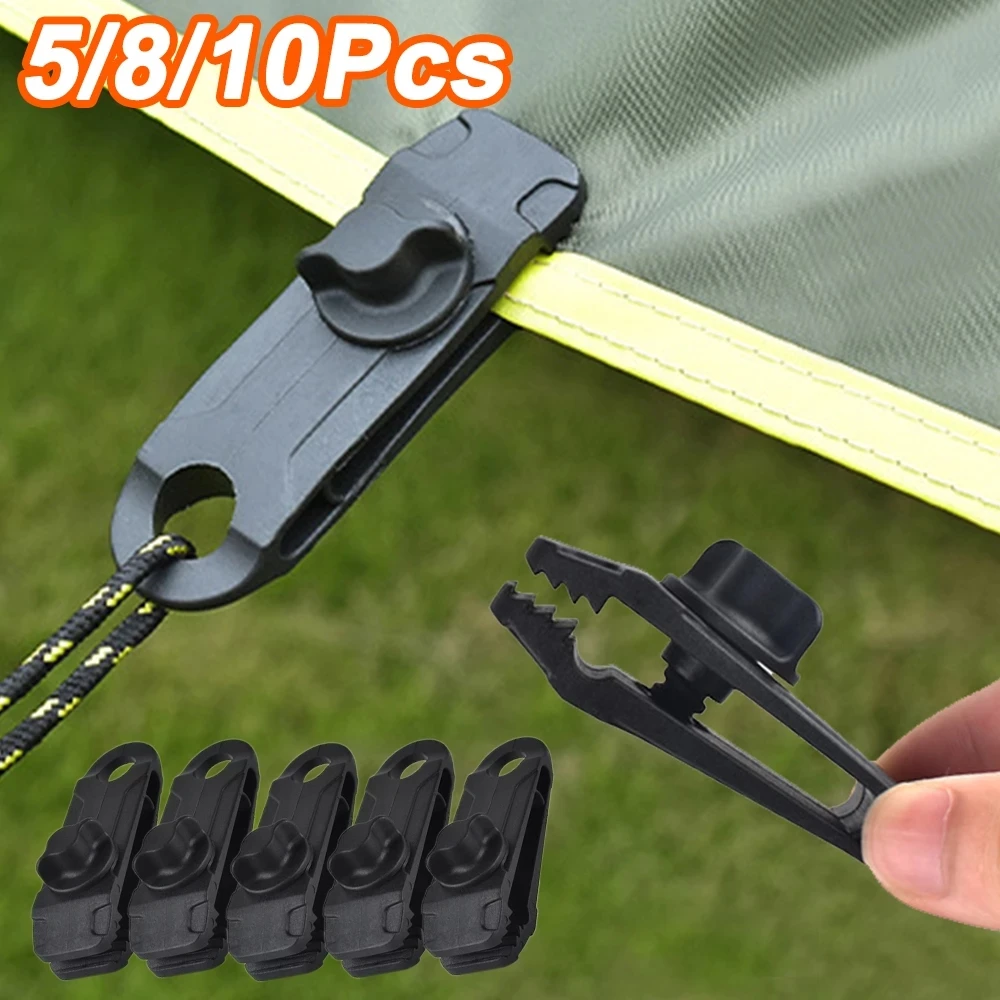 5/8/10 PCS Tarpaulin Clip Tent Canopy Clip Buckle Outdoor Wind Rope Clamps Reusable Awning Mountaineering Camping Accessories