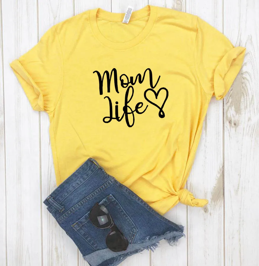 

Mom Life Heart Letter Print T Shirt Women Short Sleeve O Neck Loose Tshirt 2020 Summer Fashion Women Tee Shirt Tops