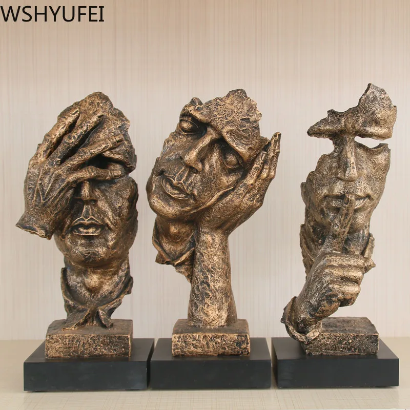 Европейский стиль абстрактная скульптура статуэтка украшения тишина золото