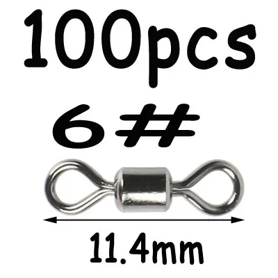 100pcs size 6 100 шт. черный 8 Форма Вращающийся шарнир для рыбалки поворотный крюк с защелкой соединитель двойное твердое кольцо рыболовный аксессуар Клеммная Снасть - Цвет: 100pcs size 6