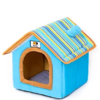 small dog kennel cat house semi enclosed with polar fleece mat for all seasons detachable and washable christmas gift