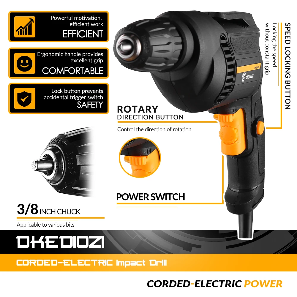 Электрическая отвертка DEKO DKED10Z1 220 В 2 функции электрическая дрель