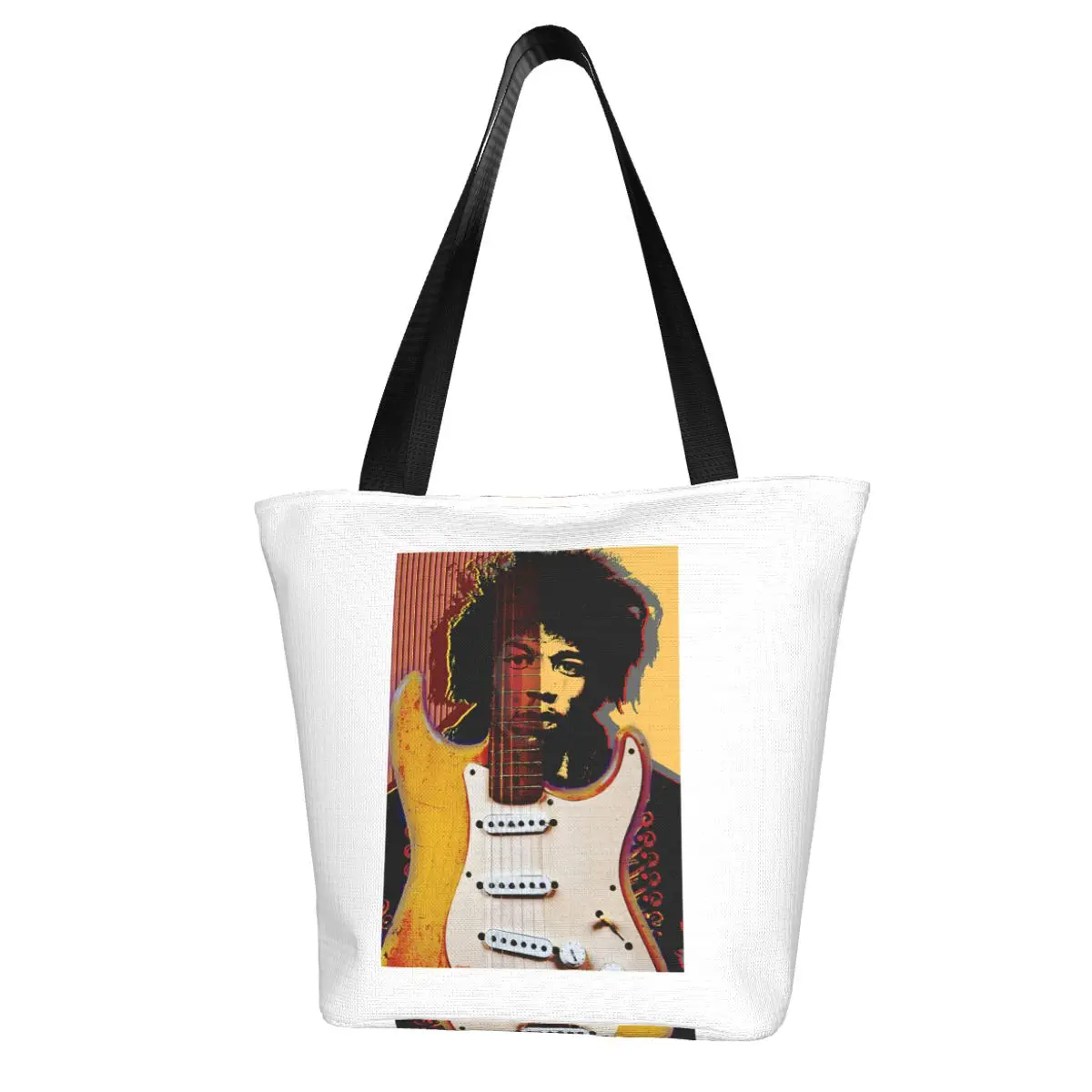 Jimi Hendrix Electric Guitarist Shopping Bag Aesthetic Cloth Outdoor Handbag Female Fashion Bags
