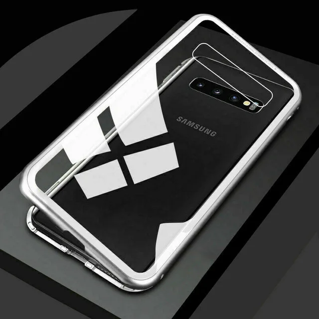 Магнитная Адсорбция металлический чехол для samsung Galaxy S10E S8 S9 S10 плюс S7 край A7 A8 A9 J4 J6 плюс Note 8 9 M20 M10 A30 A50 - Цвет: Silver