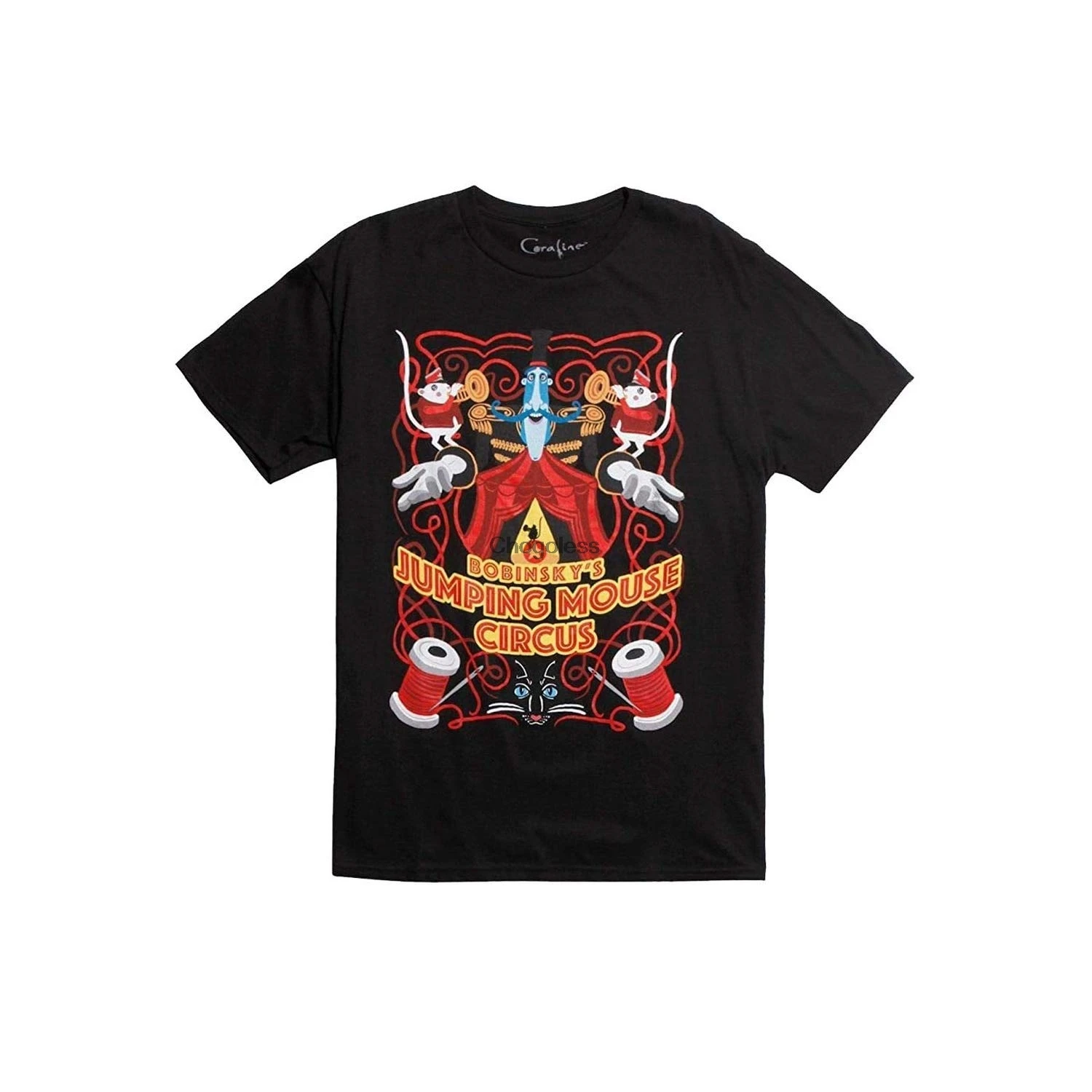 

Coraline Bobinskys Jumping Mouse Circus Tshirt DM t-Shirt Hoodie for Men Women Black