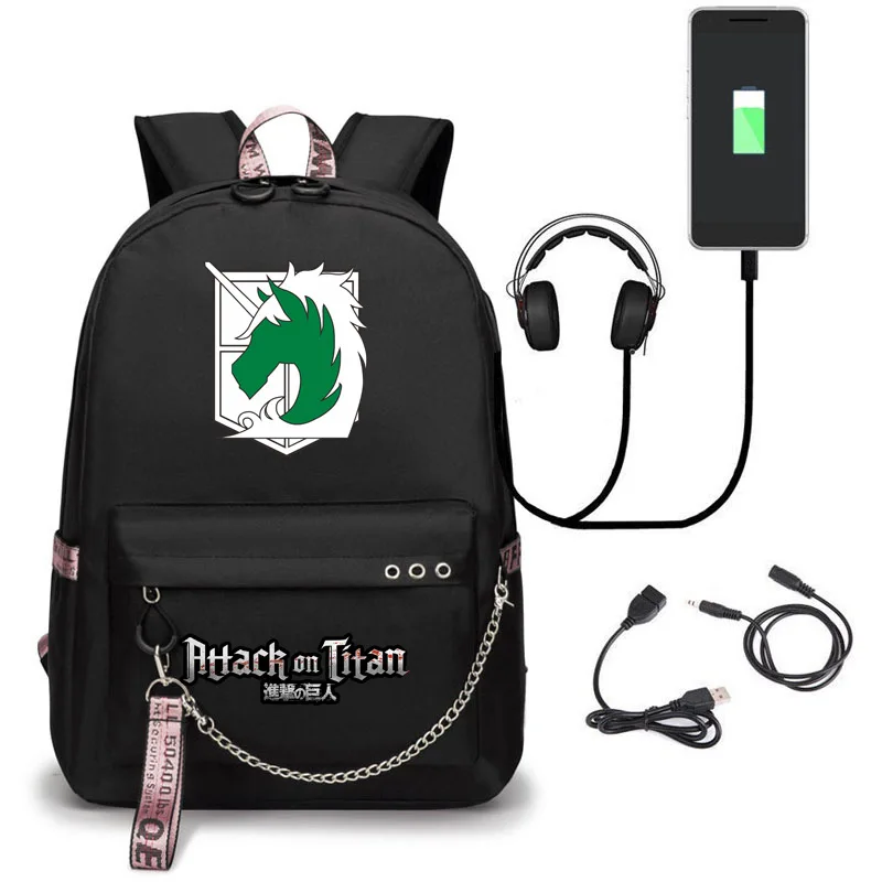 attack on titan backpack eren bag shingeki no kyojin usb charging schoolbag unisex titans attack backpack travel gift teens free global shipping