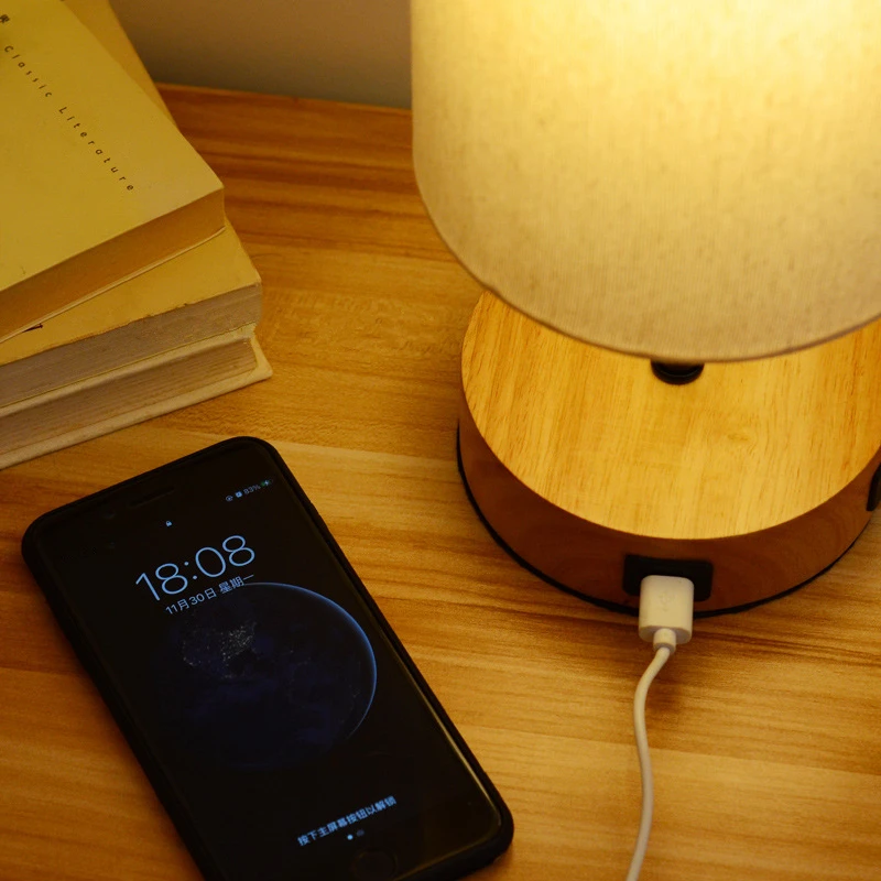 

1Pc Nordic Simple Wood Desk Lamp USB Home Bedroom Bedside Reading Table Night Light Decorative