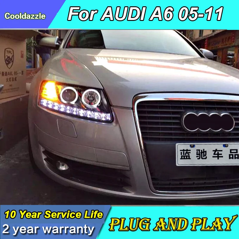 Бесплатная доставка 2 шт. фары для Audi A6 C5 C6 светодиодный ная передняя фара DRL Hid