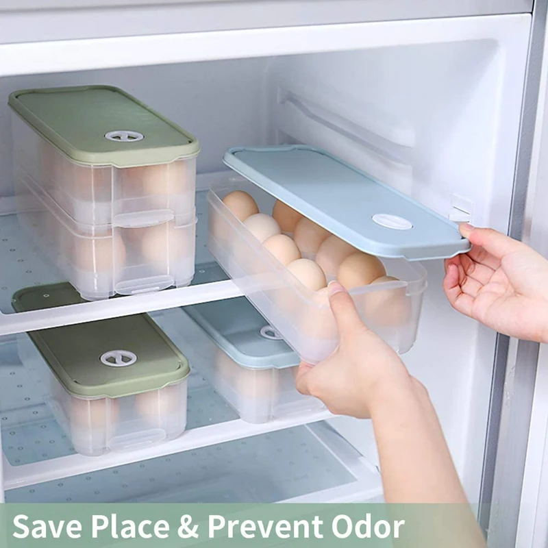 

2 Pack Kitchen Storage Egg Container for Refrigerator,Storage Organizer Egg Tray Box, Combinable2-Layer Egg Holder