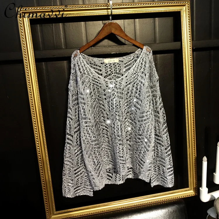 Новый женский модный вязаный свитер с вырезами и V-образным вырезом