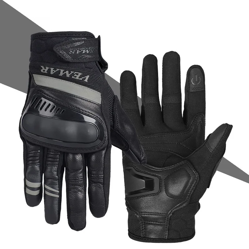 Мужские и женские кожаные мотоциклетные перчатки дышащие для мотокросса гонок