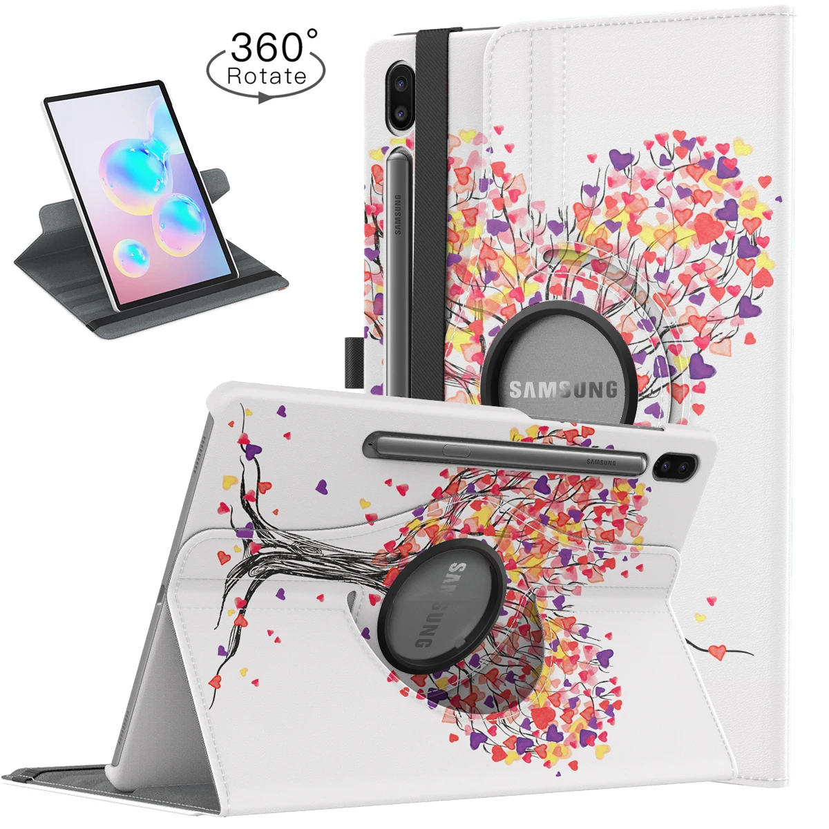 Чехол для Samsung Galaxy Tab S6 10,5 2019360 градусов вращающийся мульти-угол обзора умный кожаный поворотный Чехол для Galaxy Tab S6
