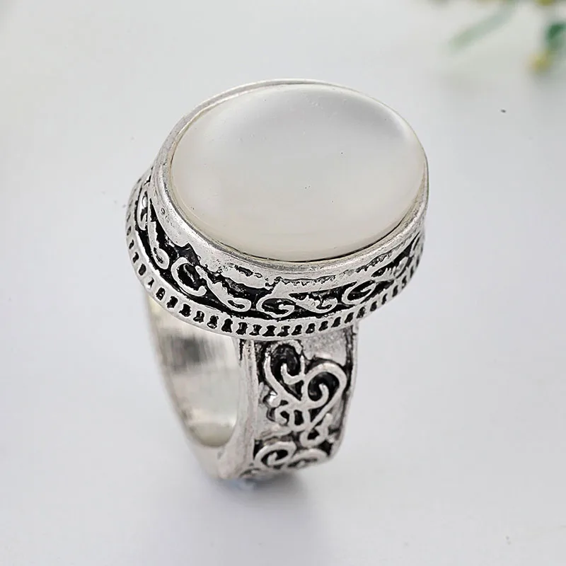 Богемное винтажное овальное кольцо с лунным камнем для женщин Ретро тибетский