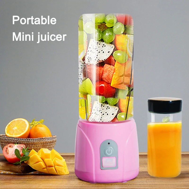 

Portable Fruit Juicer Cup 400ml Personal Blender Small Fruit Mixer USB Rechargeable Juicer Cup for Home Travel P7Ding
