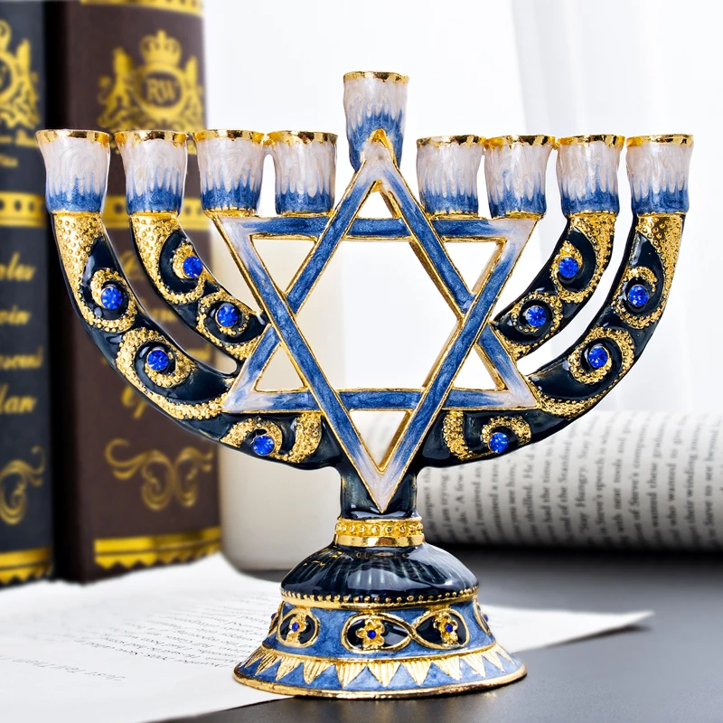 H &amp D 9 ветка Маген Давид Менора ручная роспись подсвечник коллекция для Hanukkah Shabbat